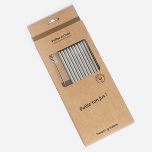 Pack de 10 pailles en inox réutilisables